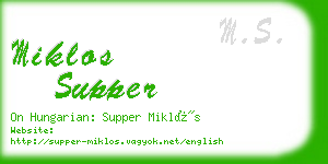 miklos supper business card